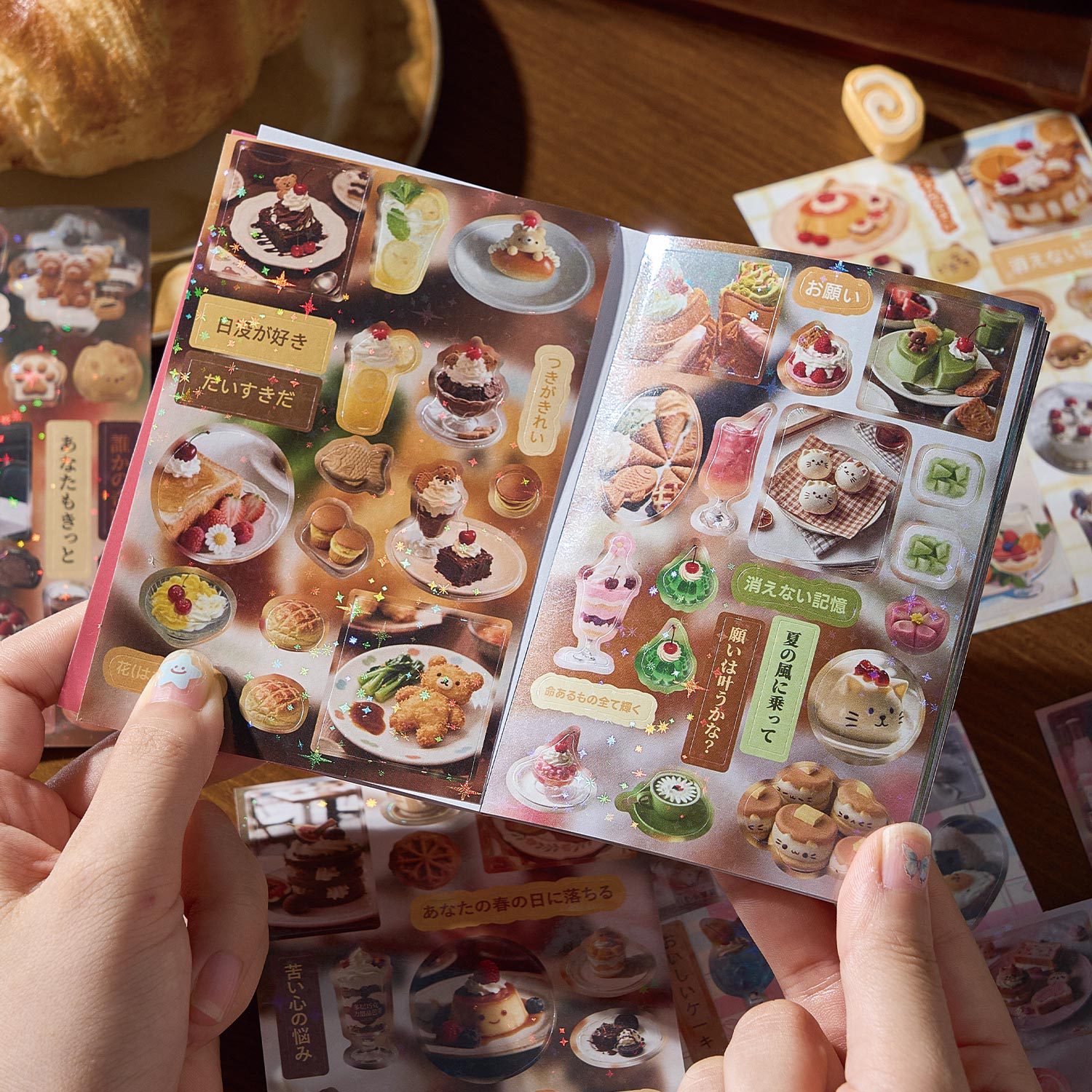 Japanese Snacks - 30-Sheet Vintage-Style Cut-Membrane Sticker Book, Japanese-Style