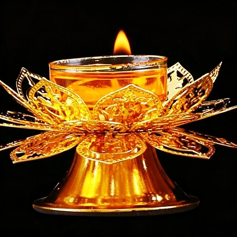 Incense Holder - Tea Light Holder Gold Lotus Design