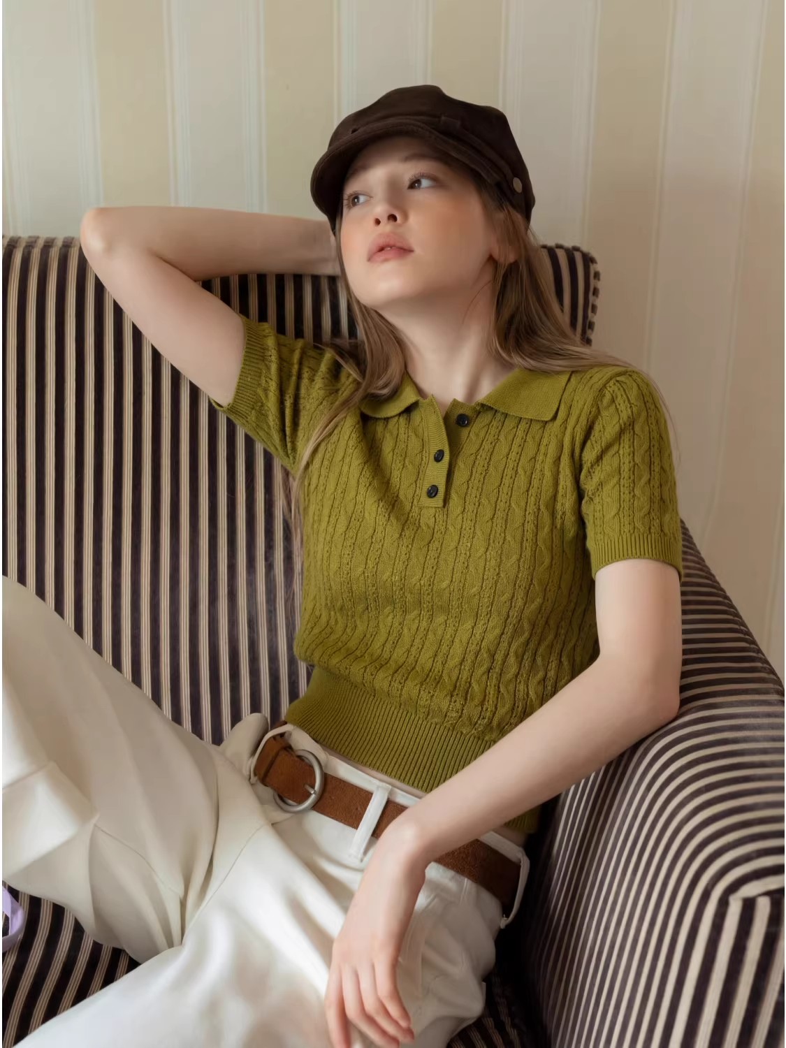 Fashion Casual Style Twist Cab - Matcha ulasan dan harga