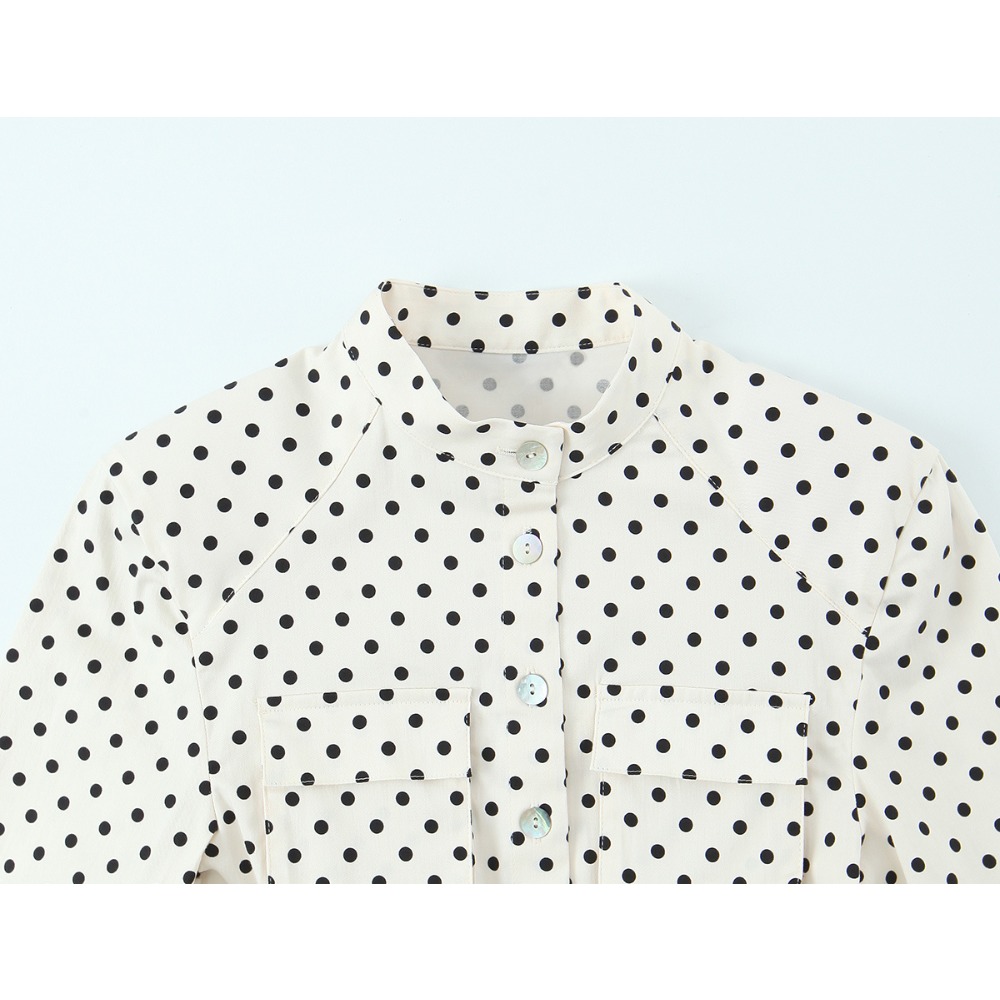 Elegant Chic Fitted Polka Dot  - Matcha ulasan dan harga