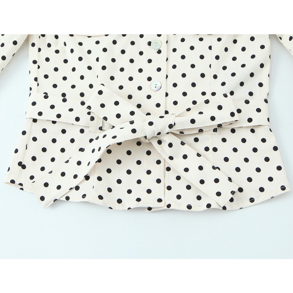Elegant Chic Fitted Polka Dot  - Matcha ulasan dan harga
