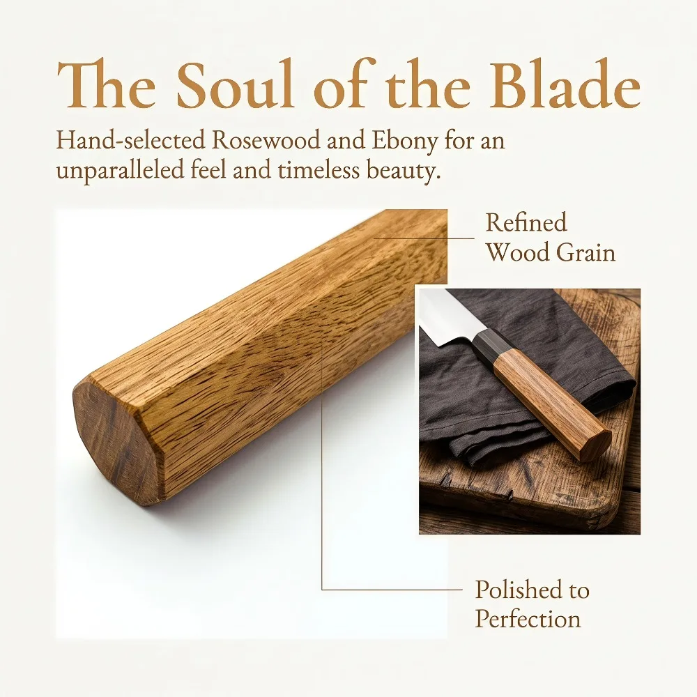 Solid Wood Octagonal Handle Bl - Japanese Knife ulasan dan harga