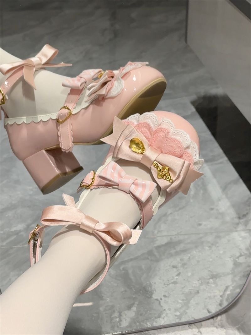 Kawaii Lolita Shoes With Heart - Japanese Tea ulasan dan harga