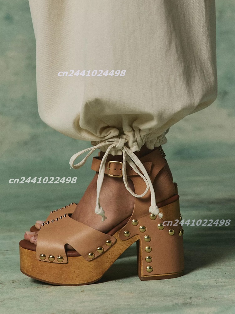 Women Chunky Block Wooden Heel - Geta Wooden Sandal ulasan dan harga