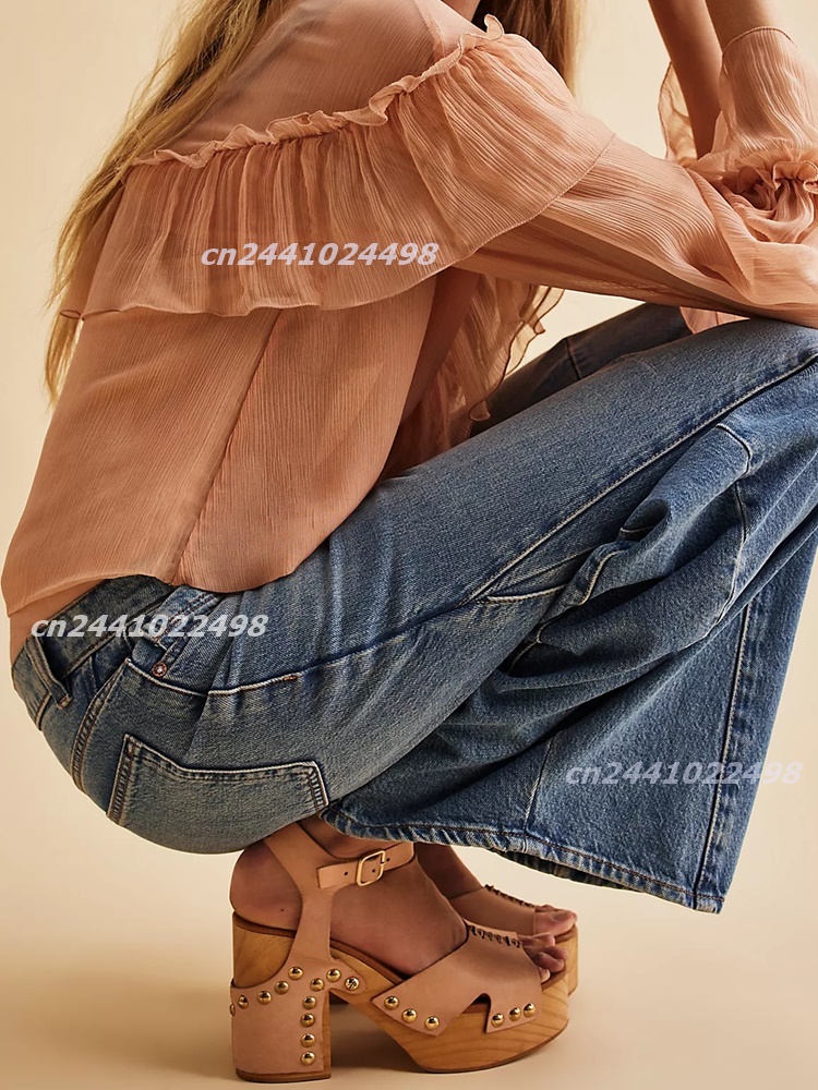 Women Chunky Block Wooden Heel - Geta Wooden Sandal ulasan dan harga
