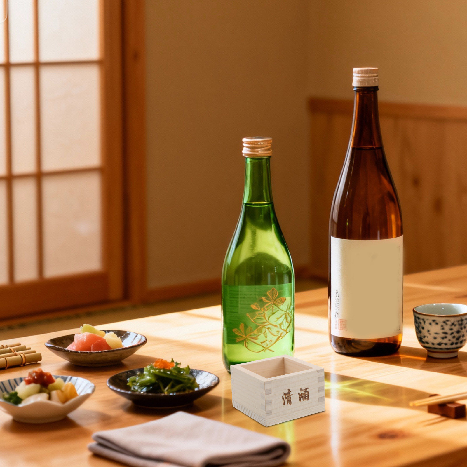 2Pcs Wooden Sake Masu Box Trad - Japanese Restaurant Lifestyle ulasan dan harga