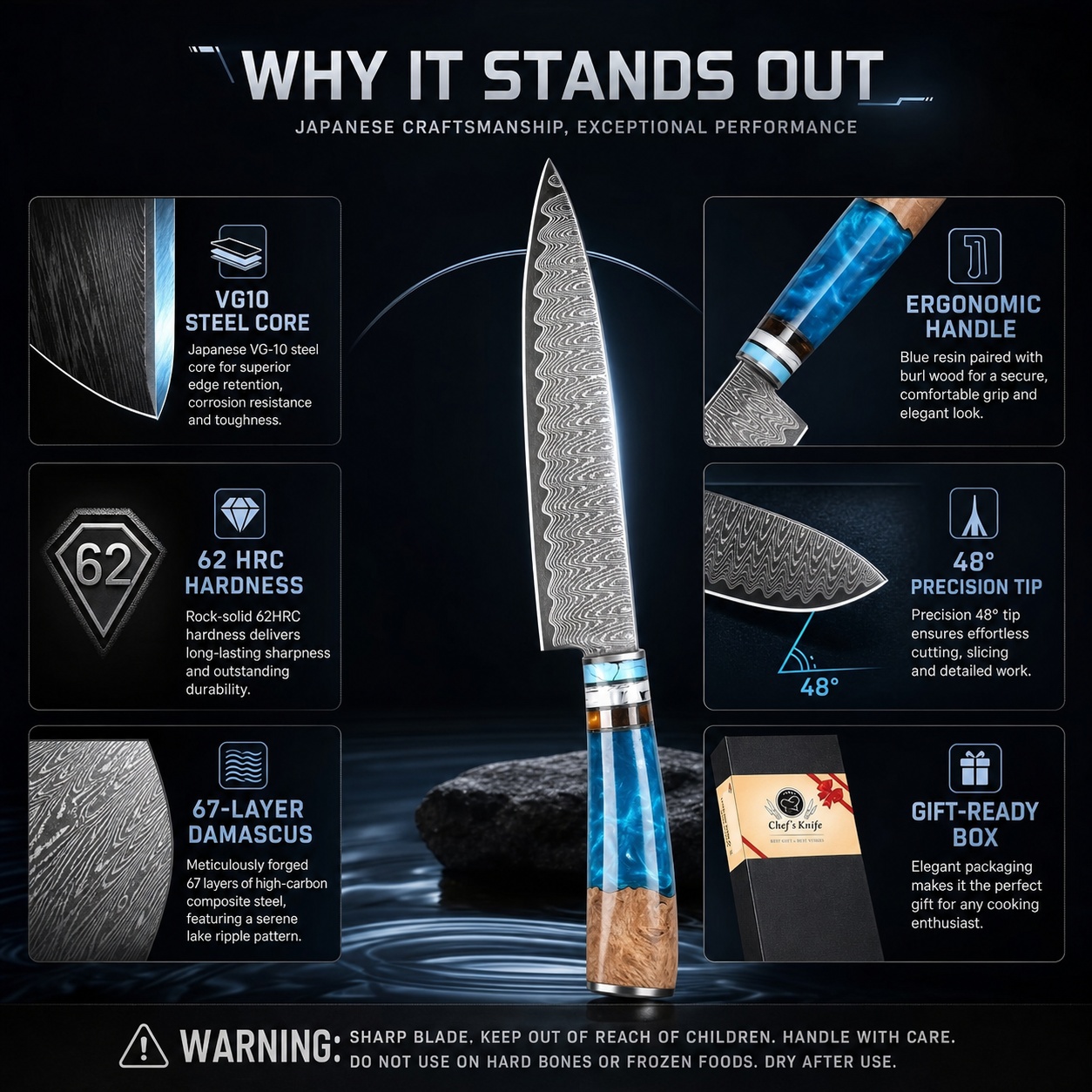 8 Inch Japanese Chef Knife 67  - Japanese Knife ulasan dan harga