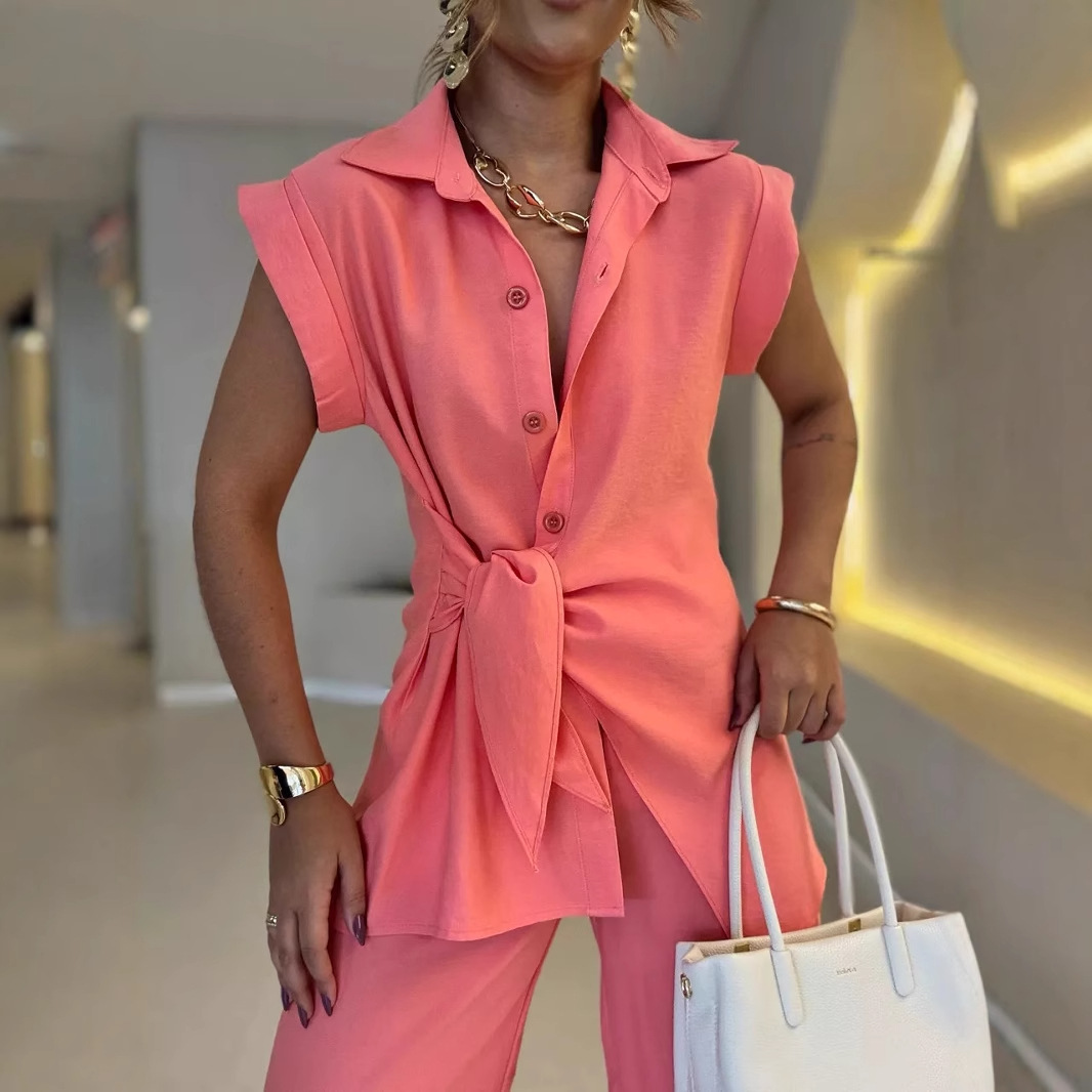 Women Tie Waist Short Sleeve T - Matcha ulasan dan harga