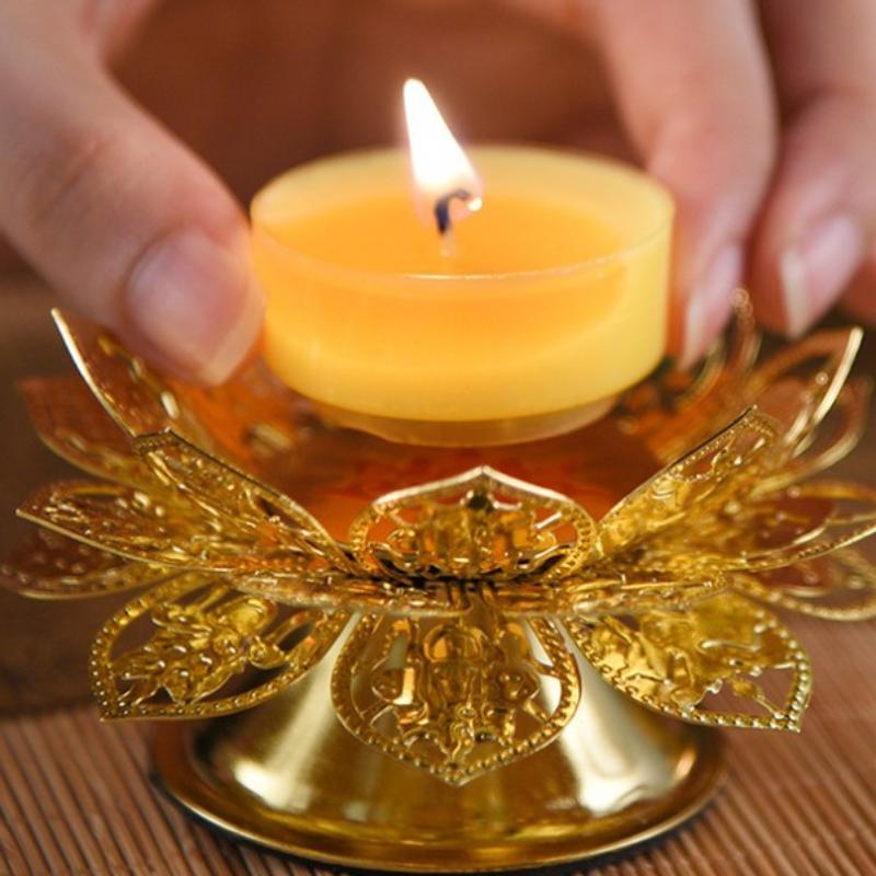 Tea Light Holder Gold Lotus De - Incense Holder ulasan dan harga