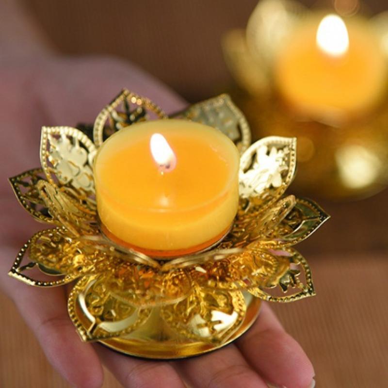 Tea Light Holder Gold Lotus De - Incense Holder ulasan dan harga