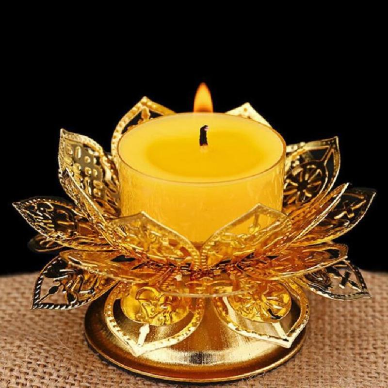 Tea Light Holder Gold Lotus De - Incense Holder ulasan dan harga